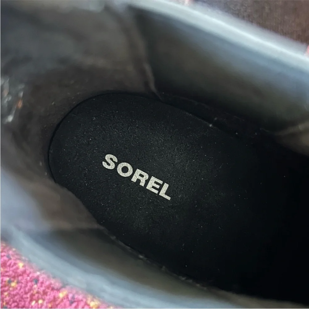 Sorel | Women's Red/Brown/Black Suede Joan A Wedge II Pull On Ankle Boots Sz 8.5 - Picture 11 of 14